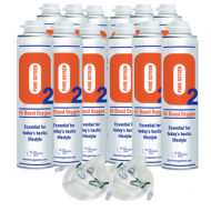 12 X O2 10 Litre Oxygen Cans 2 x Masks and Tubing