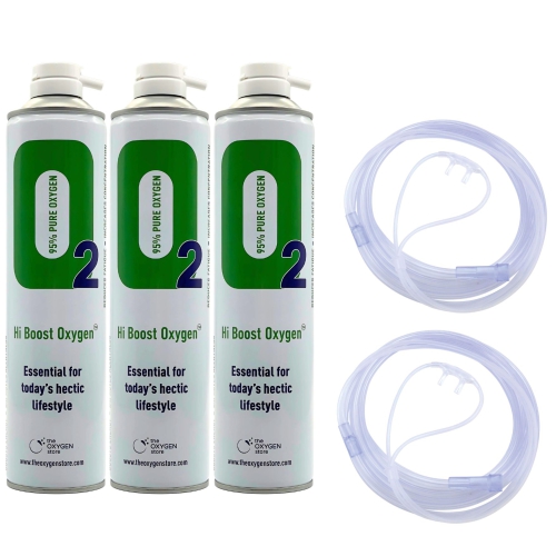 3 X O2 10 Litre Oxygen Can Inc 1 x 1.8M Tubing & Nasal Cannula