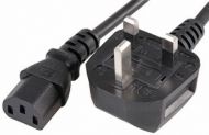 2m UK Mains Plug to IEC C13 Socket Lead, Black