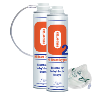 Hi Boost 2 X O2 10 Litre Oxygen Cans Inc 1 x Mask and Tubing