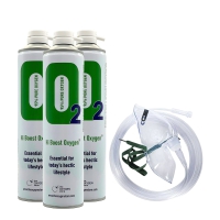 3 X O2 10 Litre Oxygen Cans Inc 1 x Mask and Tubing