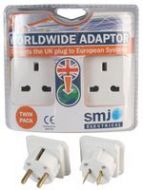 UK to Worldwide Travel Adaptor, (Twin Pack)